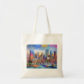 Pittsburgh Skyline Abstracte kunst Tote Bag (Voorkant)