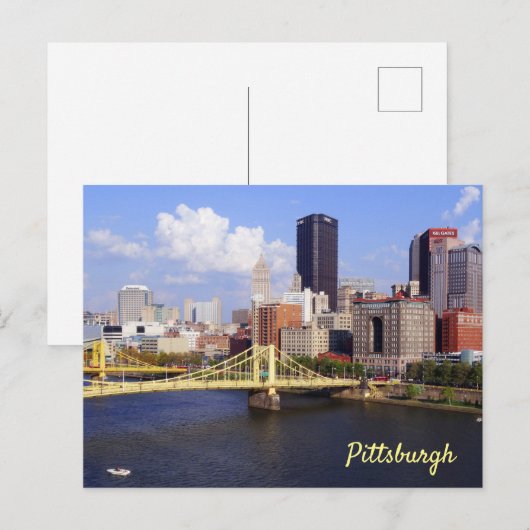 Pittsburgh Skyline Allegheny River Clemente Bridge Briefkaart (Voorkant / Achterkant)