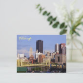Pittsburgh Skyline Allegheny River Clemente Bridge Briefkaart (Staand voorkant)