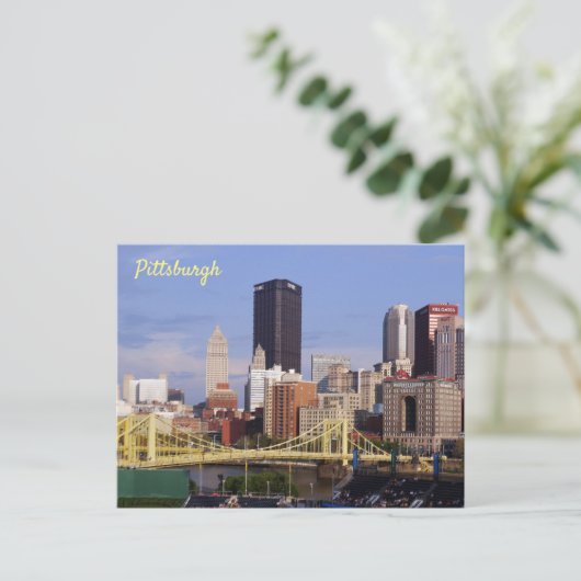 Pittsburgh Skyline Allegheny River Clemente Bridge Briefkaart (Staand voorkant)