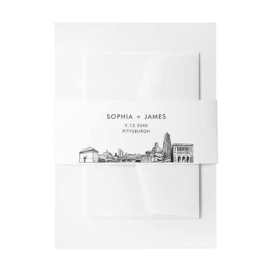 Pittsburgh Skyline Belly Band, 2"x11.5" Uitnodigingen Wikkel (Voorkant Voorbeeld)