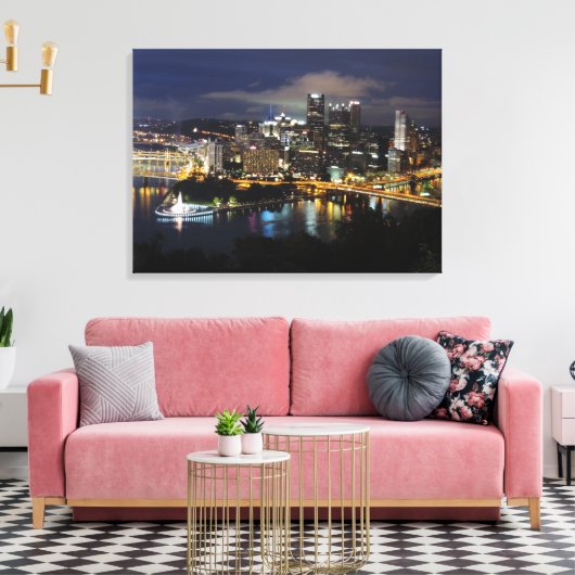 Pittsburgh Skyline bij Dusk Canvas (Insitu (Woonkamer))