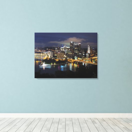 Pittsburgh Skyline bij Dusk Canvas (Insitu (Houten vloer))
