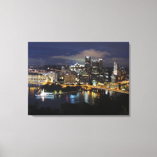 Pittsburgh Skyline bij Dusk Canvas Afdruk (Voorkant)