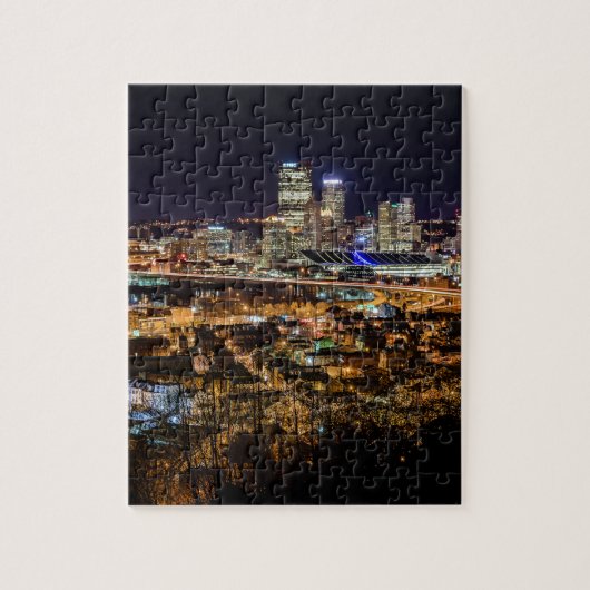 Pittsburgh Skyline bij nacht Legpuzzel (Verticaal)