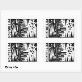 Pittsburgh Skyline Black & White Winter City Rechthoekige Sticker (Vel)