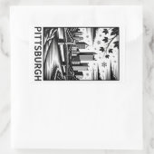 Pittsburgh Skyline Black & White Winter City Rechthoekige Sticker (Tas)