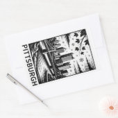 Pittsburgh Skyline Black & White Winter City Rechthoekige Sticker (Envelop)
