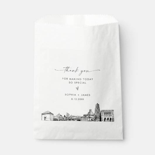 Pittsburgh Skyline bruiloft dank u gunsttassen Bedankzakje (Voorkant)