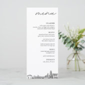 Pittsburgh Skyline bruiloft diner menu (Staand voorkant)