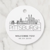 Pittsburgh Skyline | Bruiloft Welkom Favor Bedankjes Labels (Voorkant)