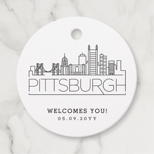 Pittsburgh Skyline | Bruiloft Welkom Favor Bedankjes Labels (Voorkant)