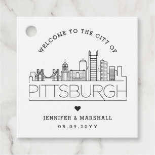 Pittsburgh Skyline Bruiloft Welkom Favor Bedankjes Labels