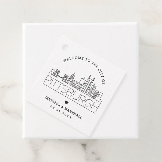 Pittsburgh Skyline | Bruiloft Welkom Favor Bedankjes Labels (In situ)