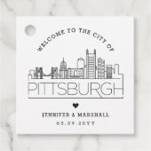 Pittsburgh Skyline | Bruiloft Welkom Favor Bedankjes Labels (Voorkant)