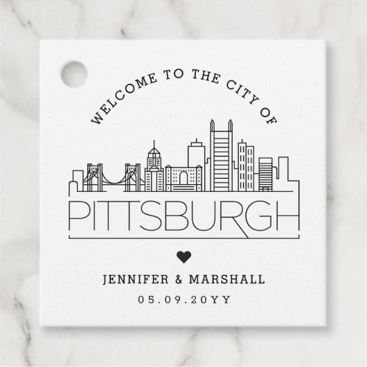 Pittsburgh Skyline | Bruiloft Welkom Favor Bedankjes Labels (Voorkant)