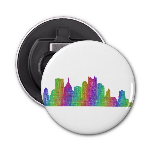 Pittsburgh skyline button flesopener (Voorkant)