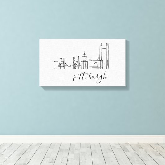 Pittsburgh Skyline Canvas Afdruk (Insitu (Houten vloer))