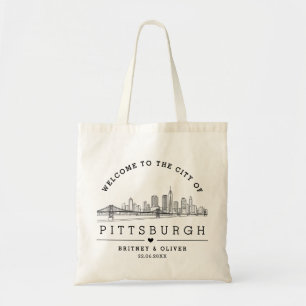 Pittsburgh Skyline Canvas tas – Aangepaste bruilof