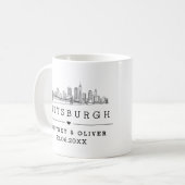 Pittsburgh Skyline  – Custom Wedding gift Koffiemok (Voorkant links)