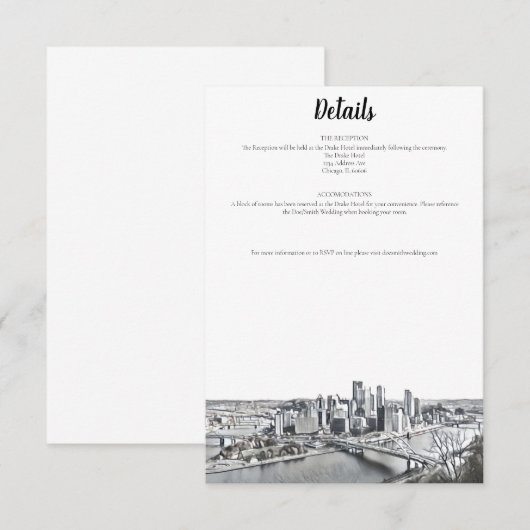 Pittsburgh Skyline Details Kaart (Voorkant / Achterkant)