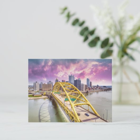Pittsburgh Skyline en Fort Pitt Bridge Briefkaart (Staand voorkant)