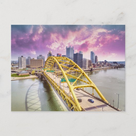 Pittsburgh Skyline en Fort Pitt Bridge Briefkaart (Voorkant)