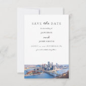 Pittsburgh Skyline Flat Save the Date Card (Voorkant)