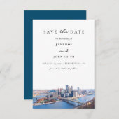 Pittsburgh Skyline Flat Save the Date Card (Voorkant / Achterkant)