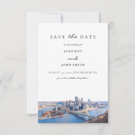Pittsburgh Skyline Flat Save the Date Card