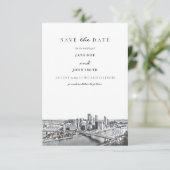 Pittsburgh Skyline Flat Save the Date Card (Staand voorkant)