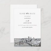 Pittsburgh Skyline Flat Save the Date Card (Voorkant / Achterkant)