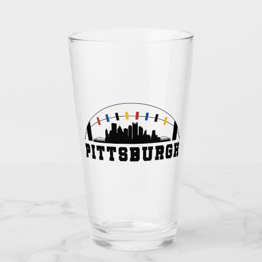 Pittsburgh Skyline Football Glass Glas (Voorkant)