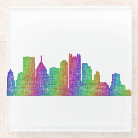 Pittsburgh skyline glazen onderzetter (Voorkant)
