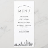 Pittsburgh Skyline | Huwelijksevenement Diner Menu (Voorkant)