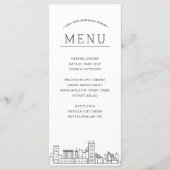 Pittsburgh Skyline | Huwelijksevenement Diner Menu (Voorkant)