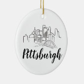Pittsburgh Skyline Illustration Art Keramisch Ornament (Rechts)