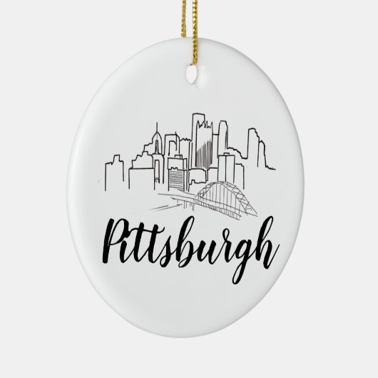 Pittsburgh Skyline Illustration Art Keramisch Ornament (Rechts)