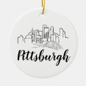 Pittsburgh Skyline Illustration Art Keramisch Ornament (Voorkant)