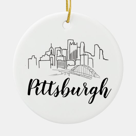 Pittsburgh Skyline Illustration Art Keramisch Ornament (Voorkant)