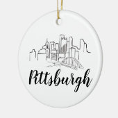 Pittsburgh Skyline Illustration Art Keramisch Ornament (Links)
