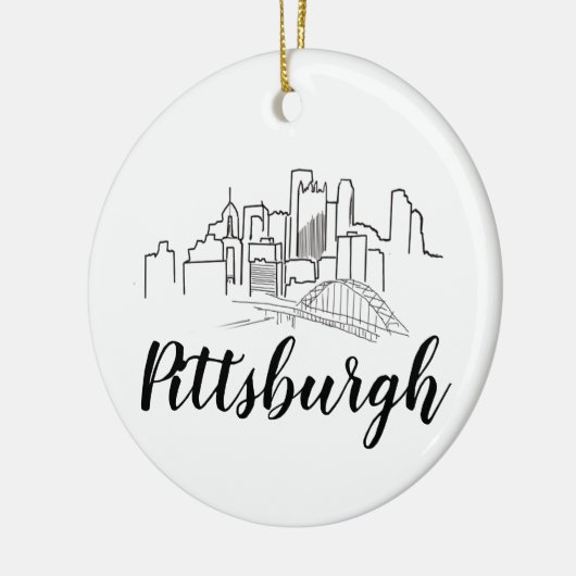 Pittsburgh Skyline Illustration Art Keramisch Ornament (Links)