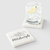 Pittsburgh Skyline Illustration Art Stenen Onderzetter (Zijkant)