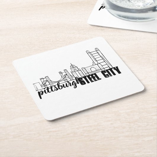 Pittsburgh Skyline Kartonnen Onderzetters (Schuin)