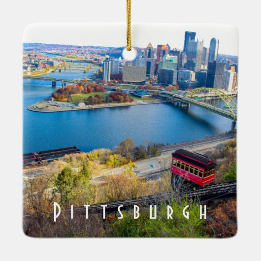 Pittsburgh Skyline Keramisch Ornament (Achterkant)