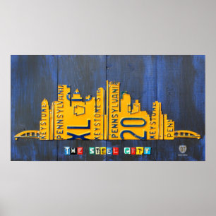 Pittsburgh Skyline License Bord Art Poster