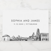 Pittsburgh Skyline Mini Sparkling Wijnetiket (Enkel label)