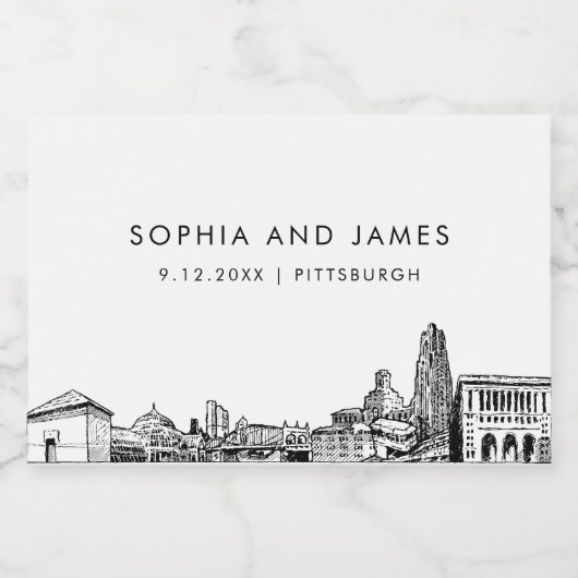 Pittsburgh Skyline Mini Sparkling Wijnetiket (Enkel label)