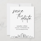 Pittsburgh Skyline MINIMALIST Save the Date Kaart (Voorkant)
