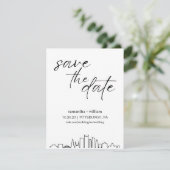 Pittsburgh Skyline MINIMALIST Save the Date Kaart (Staand voorkant)